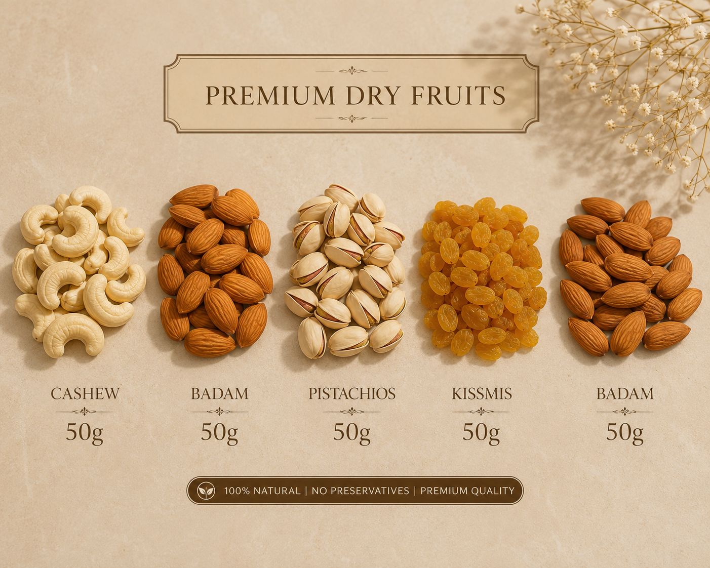 Blue & Gold 4-Way Dry Fruit Tray