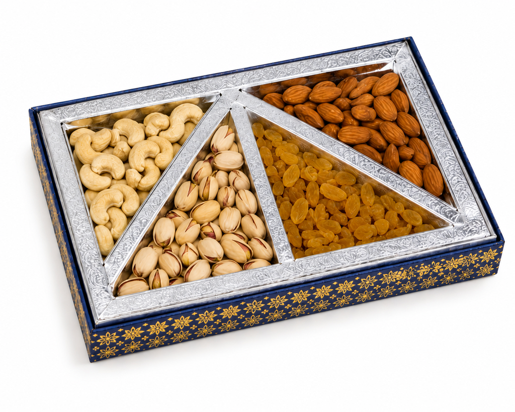 Blue & Gold 4-Way Dry Fruit Tray