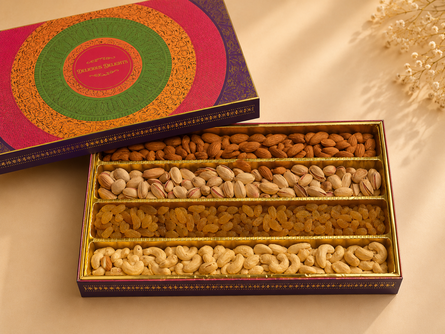 Svarn Kosh Festive Four Layer Dry Fruits Gift Box