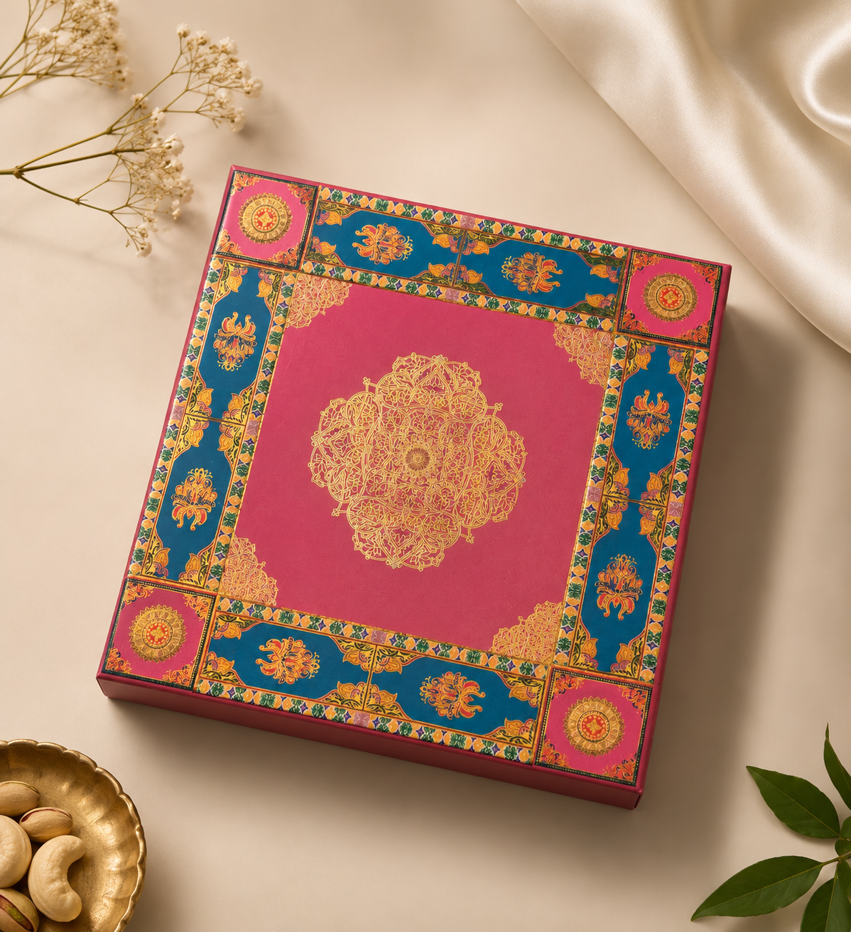 Pink & Blue Mandala Dry Fruit Gift Box